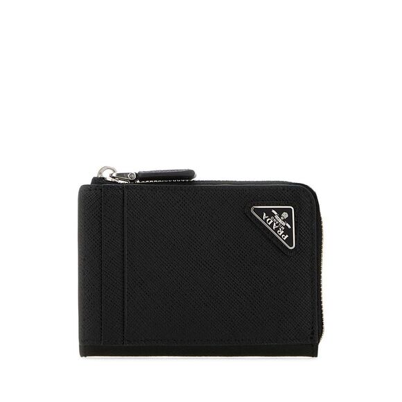 Prada Men Black Leather Card Holder